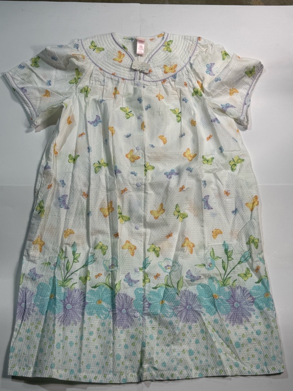 Secret Treasures White Floral Butterfly Nightdress with Lavender Trim